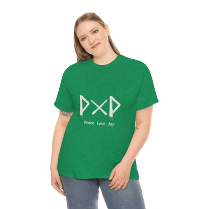 Peace Love Joy Futhark Unisex Cotton T-shirt